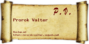 Prorok Valter névjegykártya